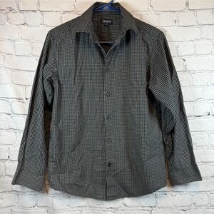 Chaps Boys Long Sleeve Plaid‎ Button Down Shirt, Size L (14-16), Black, Gray
